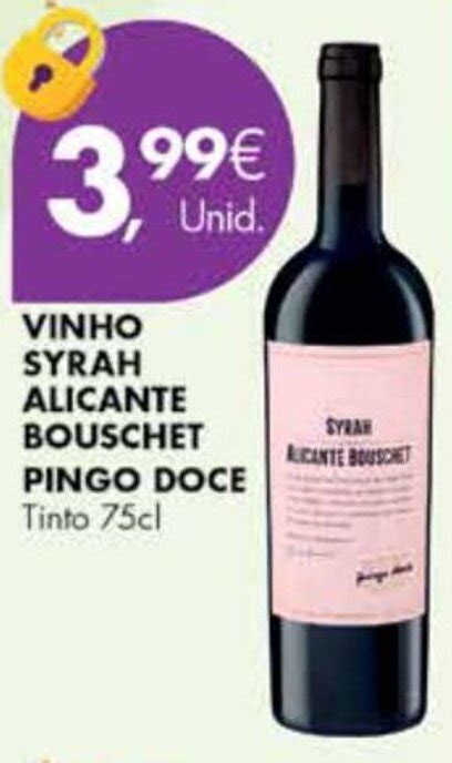 Promoção Vinho Syrah Alicante Bouschet Pingo Doce 75cl em Pingo Doce