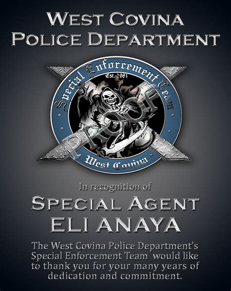 Badge Frame projects for the West Covina Police Department