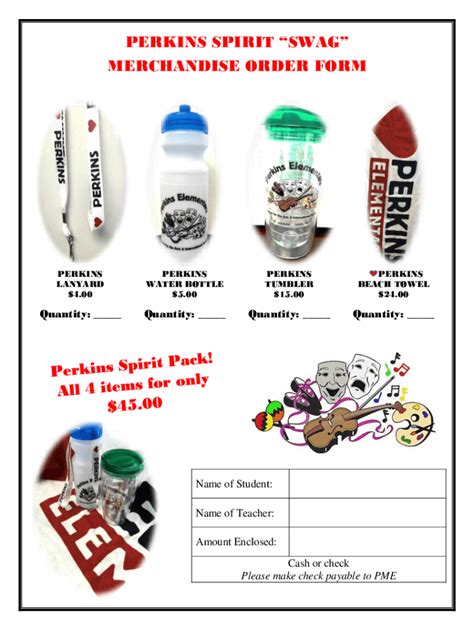 Fillable Online Perkins Spirit Swag Merchandise Order Form Fax Email