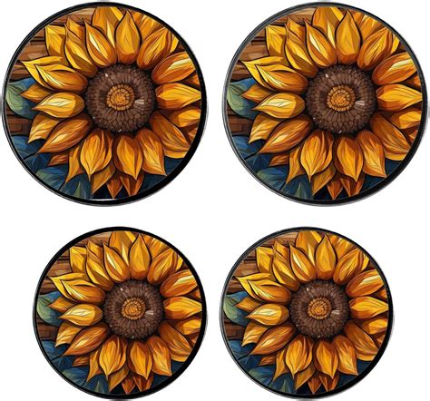 Stove Burner Covers 4 Pcs For Home Decor Cooktop Decorativeillustration Of Sunflowers And