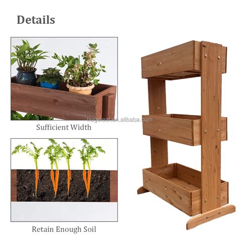 Easily Assembled 3 Tier Outdoor Fir Wood Vertical Plant Stand