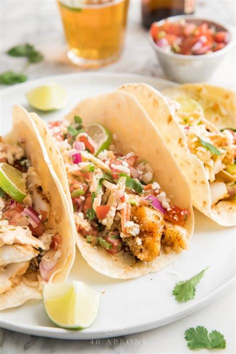 Easy Fish Tacos With Slaw And Chipotle Sauce 40 Aprons