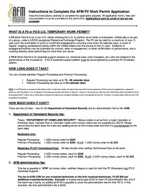 Fillable Online Cfmusicians Instructions To Complete The Afm P Work