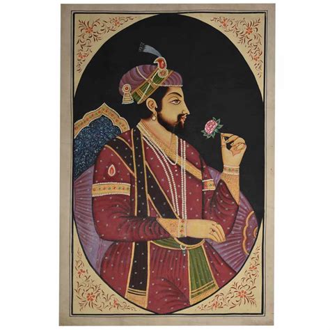 Jodha Akbar Mughal Painting With A Rose 35 X 24