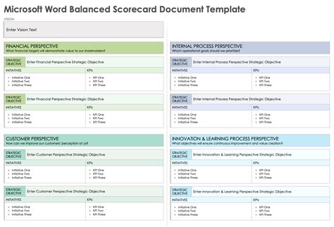 Free Ms Word Balanced Scorecard Templates And Examples