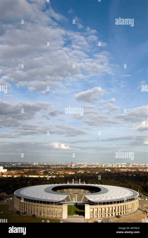 AERIAL VIEW OF THE NEWLY RENOVATED BERLIN OLYMPIC STADIUM GERMANY ...