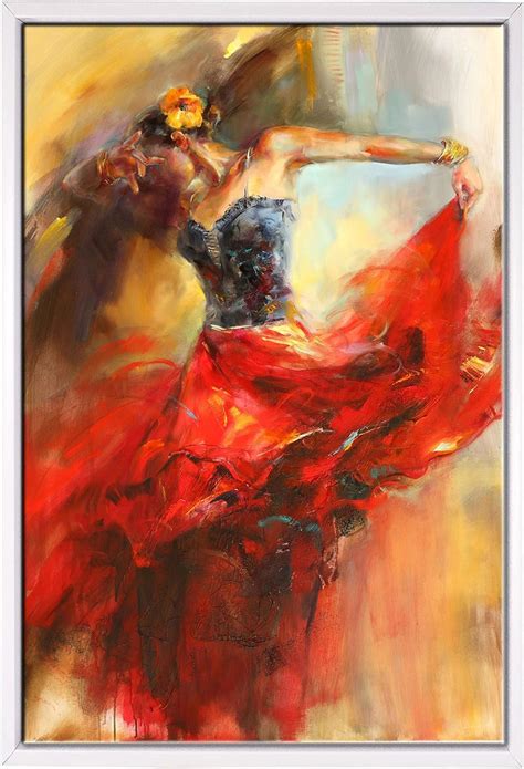 Amazon.com: P&L ART. Dancing Lady Oil Paintings on Canvas (12x16 Inch White Floating Frame) Wall ...