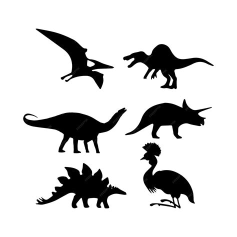 Premium Vector Black Dinosaur Silhouettes Set For Kids