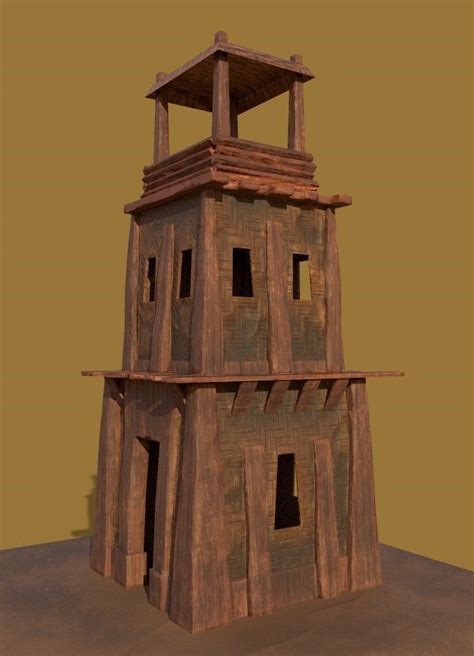 3d Model Low Poly Watchtower Vr Ar Low Poly Cgtrader