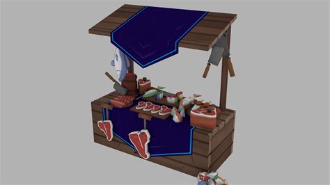 3d Model Market Stand Vr Ar Low Poly Cgtrader