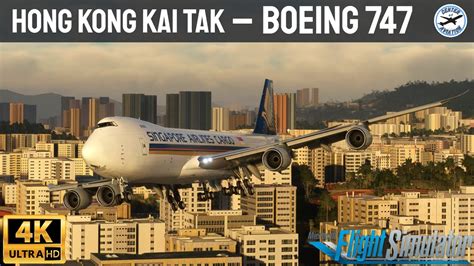 4K Cinematic Approach And Landing Into Hong Kong Kai Tak Airport In The