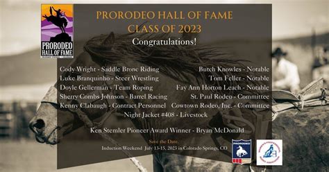 ProRodeo Hall of Fame Announces 2023 Inductees - ProRodeo Hall of Fame ...