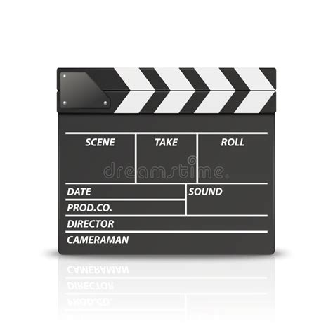 Vector D Realistic Blank Closed Movie Film Clap Board Icon Closeup