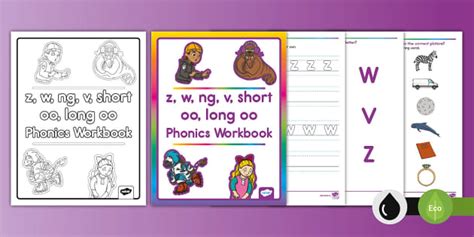 Phonics Canada Group Z W Ng V Short Long Oo Phonics Workbook