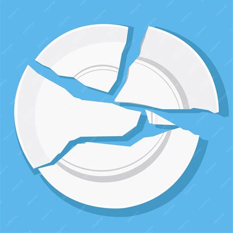 Plato roto en la ilustración de vector de fondo azul | Vector Premium
