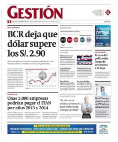 Periódico Diario Gestión Perú Periódicos de Perú Edición de viernes