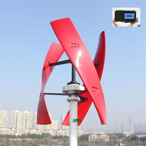 600w 24v Spiral Wind Turbine Generator Red White Vawt Vertical Axis