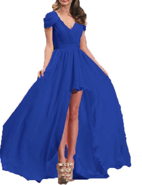 CLOTHKNOW Chiffon Bridesmaid Dresses Long High Low For Women Junior Girls