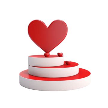 Podium With Heart Shape Isolated 3d Illustration Png File Background