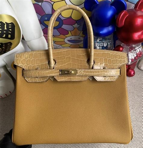 Singapore Hermes Birkin Touch S Sesame Shiny Nilo Crocodile