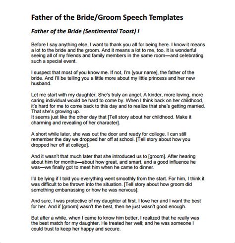 Groom Wedding Speech Template Free Printable Templates