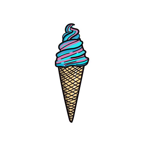 Hand Draw Ice Cream Cone Vector Art At Vecteezy