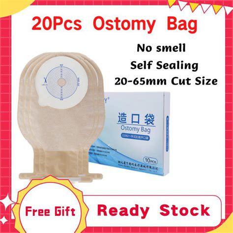 20Pcs Drainable One Pc System Ostomy Bag Self Sealing Colostomy Bag