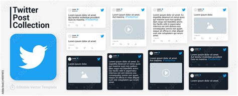 Twitter Post Template Collection Vector Isolated Twitter Tweet Frame