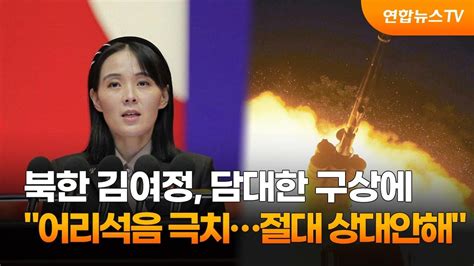 북한 김여정 담대한 구상에 어리석음 극치절대 상대안해 연합뉴스tv Yonhapnewstv Youtube