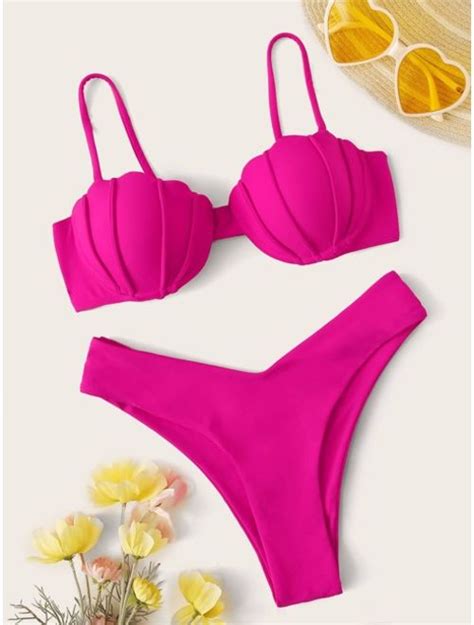 Buy Shell Shaped Underwire Top With High Cut Bikini Set Online Topofstyle