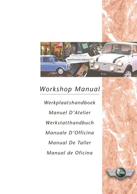 1998 MINI Cooper Workshop Manual Comprehensive Maintenance And Repair