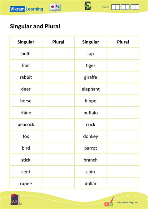 Singular And Plural Worksheets For Grade 5 With Answers Printable