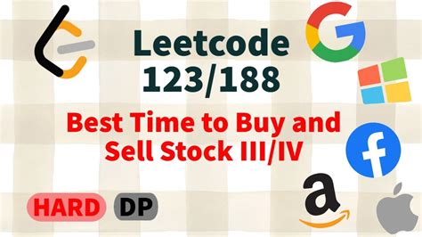 Best Time To Buy And Sell Stock III IV Leetcode 123 188 YouTube