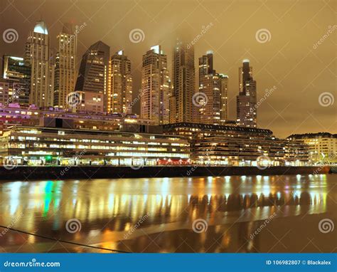 Buenos Aires Skyline at Night Stock Image - Image of skyscraper ...