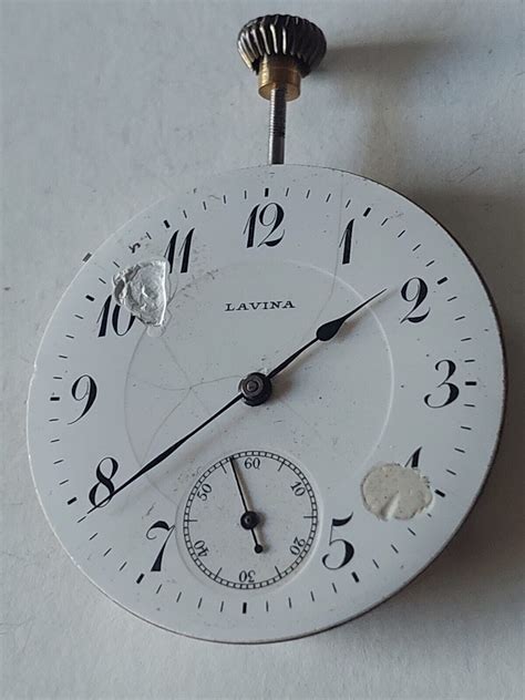 MOVEMENT LAVINA POCKET WATCH FOR REPAIR OR PARTS 43MM DIAMETER MADE