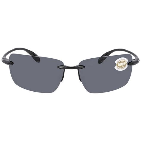 Costa Del Mar Men's Gulf Shore Polarized Rectangular Sunglasses, Shiny Black/Grey Polarized-580P ...