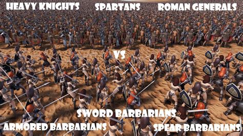 300 000 Heavy Knights Spartans Roman Generals Vs 82 950 Barbarians