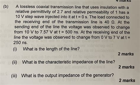 Solved Lossless Coaxial Transmission Line That Uses Chegg