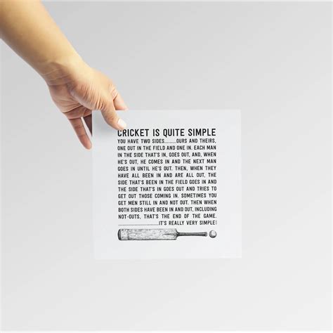 Funny cricket quote art print 'Cricket is Simple' for Cricket Fans