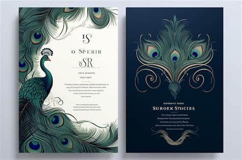 Premium Photo Luxurious Peacock Wedding Invitation Template