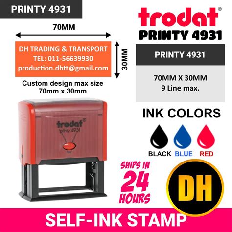 FAST DELIVERY TRODAT PRINTY 4931 70X30MM SELF INKING STAMP Shopee