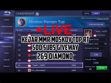 LIVE MALAM PUSH AKUN SMURFT MABAR 500 SUBS GIVEAWAY YouTube