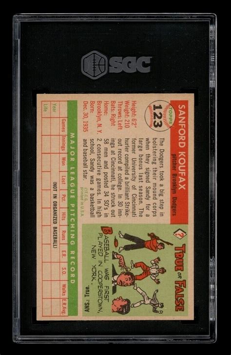 Topps Set Break Sandy Koufax Sgc Ex Nm Ebay