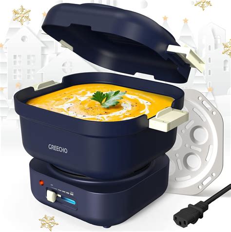 Amazon GREECHO Electric Hot Pot L Mini Hot Pot With Steamer Temperature Control