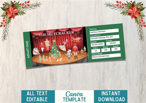 Editable The Nutcracker Ticket Template Printable Nutcracker Etsy