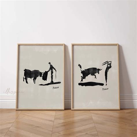 Picasso Bullfight Wall Art Set Of 2 Printable Wall Art Picasso Print Picasso Bullfight