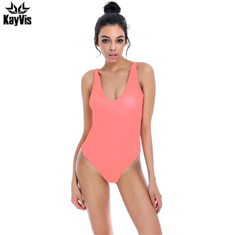 Kayvis One Piece Swimwear Women Backless Bodysuit 2017 Sexy High Cut