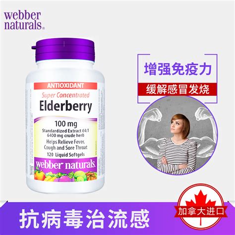 Webber Naturals 接骨木莓超浓缩100mg软胶囊 120粒 （特惠效期24年5月） 凯克优选海外版