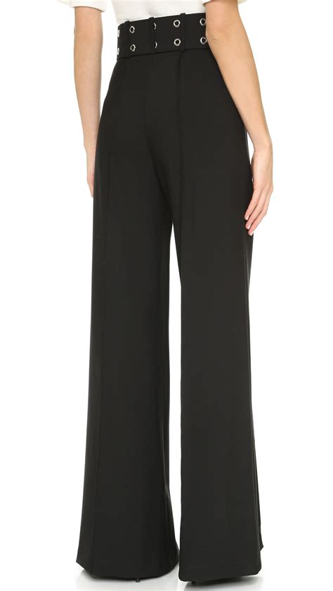 Milly Synthetic Wide Leg Pants In Black Lyst