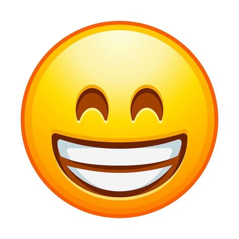 Premium Vector Beaming Emoji With Smiling Eyes Grinning Emoticon With